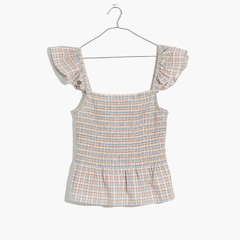 Madewell Smocked Peplum Tank Top